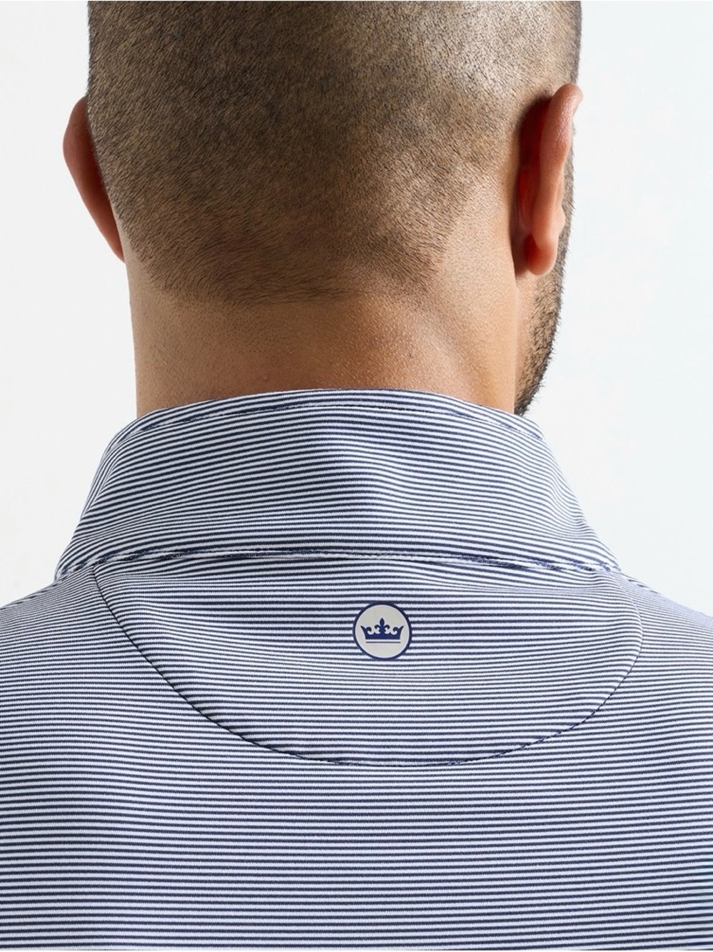 Brand New! Peter Millar Perth Sugar Stripe Performance Quarter Zip (navy/white) - Picture 4 of 5